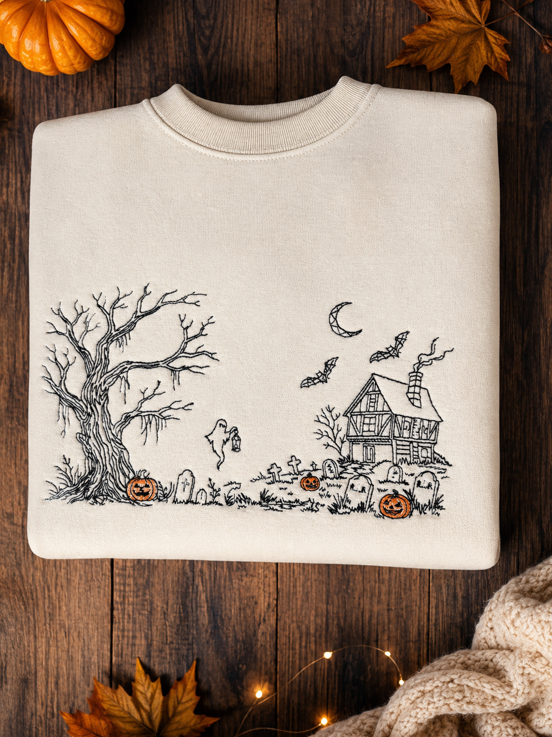 Haunted Cottage Embroidered Crewneck